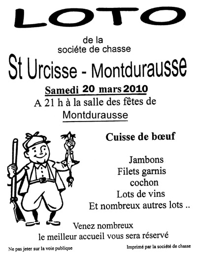 Loto de la Chasse Montdurausse - Saint-Urcisse Loto de la Chasse Montdurausse - Saint-Urcisse