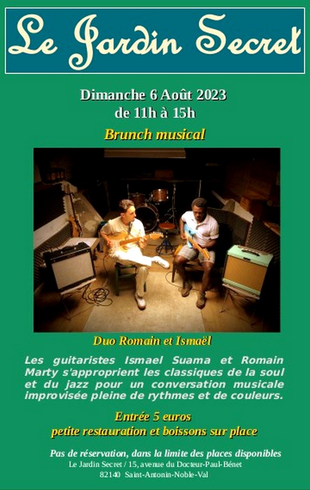 « Le Jardin Secret », brunch musical… à Saint Antonin Noble Val (82